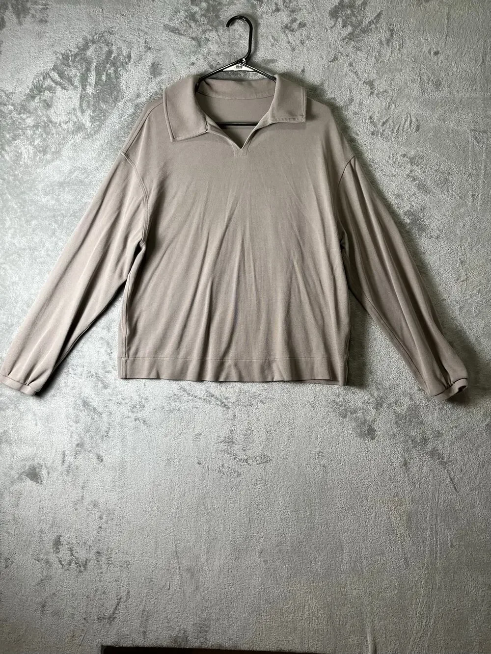 Lululemon Softstreme Pique Oversized Long-Sleeve Polo Shirt Warm Ash Grey Small